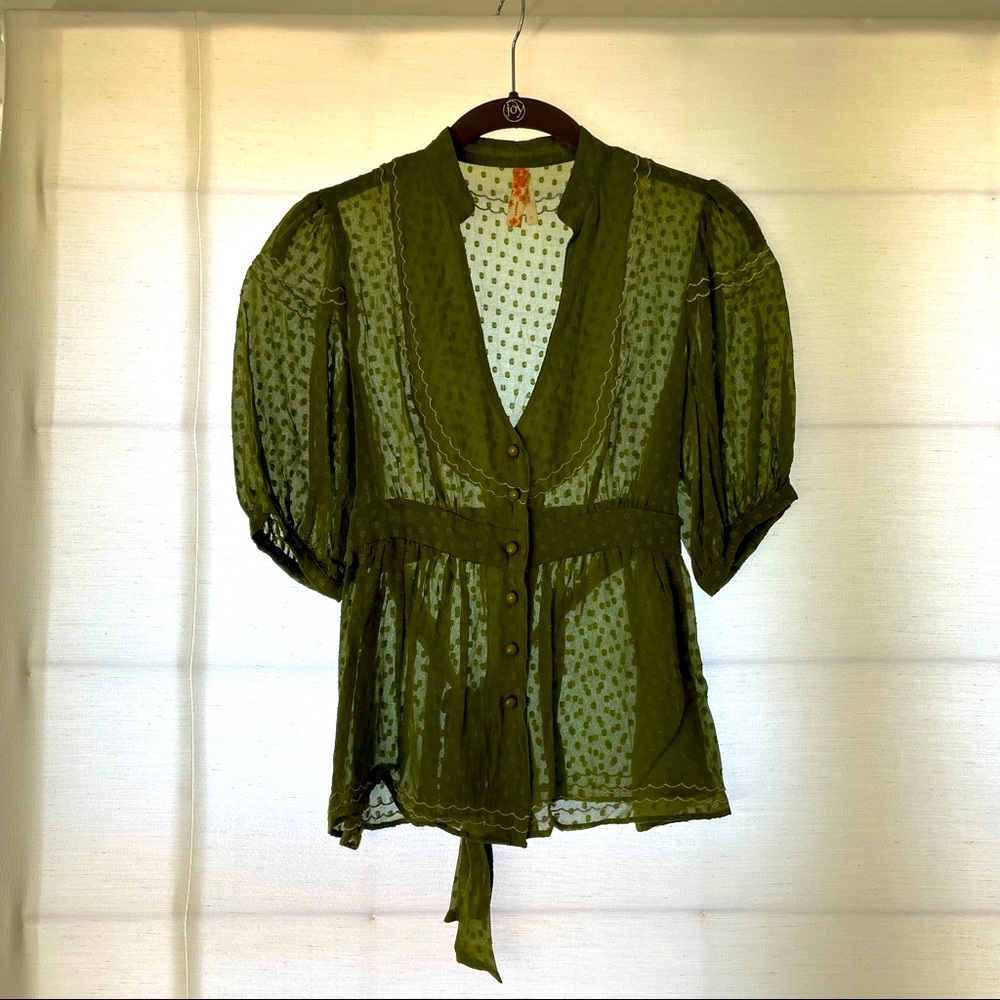 Maeve sheer green blouse